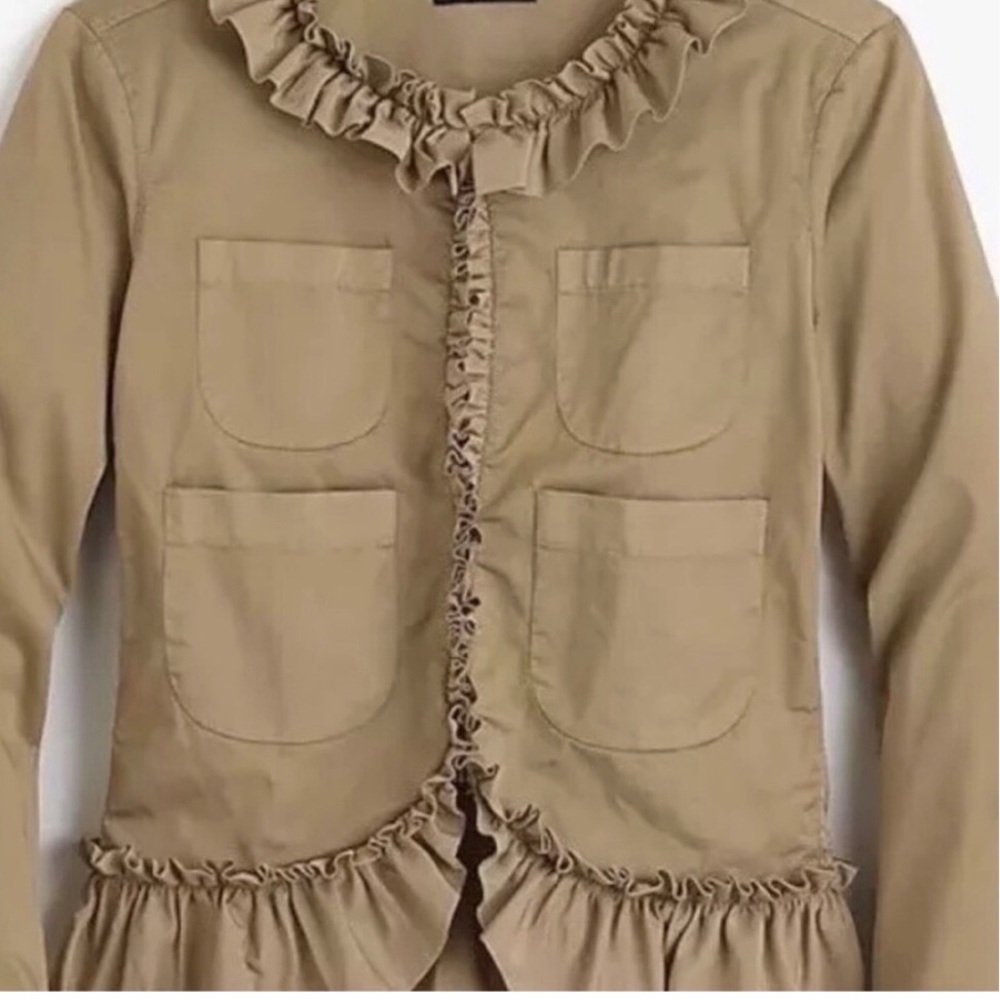 J.Crew Chino Ruffle Jacket Tan Lined